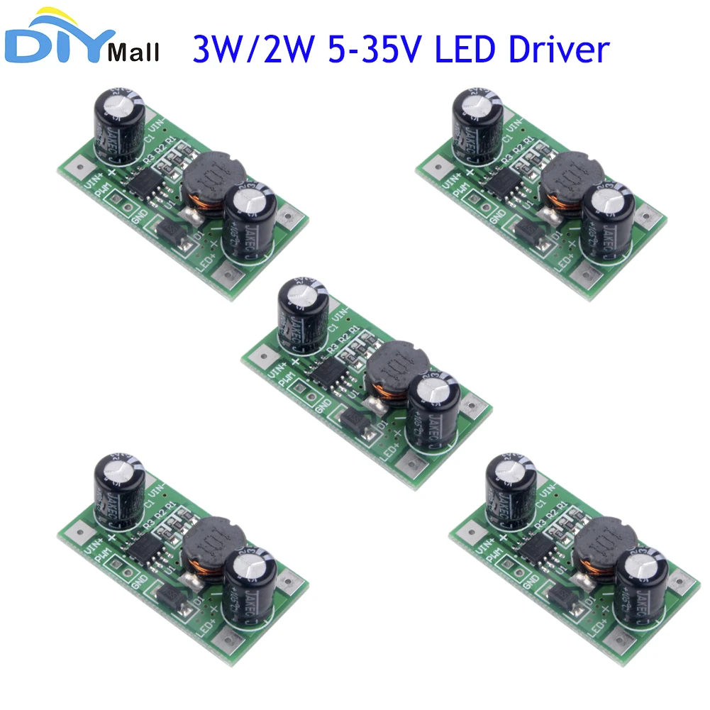 5PCS 3W/2W 5-35V LED Driver 700mA PWM Dimming DC to DC-DC Step-down Constant Current Module | Электроника