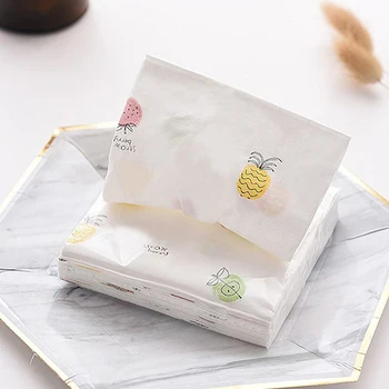 

1 Pack(60 Sheets) Cute Colorful Disposable Facial Paper Tissues Thickened Cartoon Printing Napkins(Random Pattern)