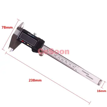 

1Set Electronic Digital Vernier Caliper Micrometer Gauge LCD Hardened Stainless Steel 238 x 78 x 16mm