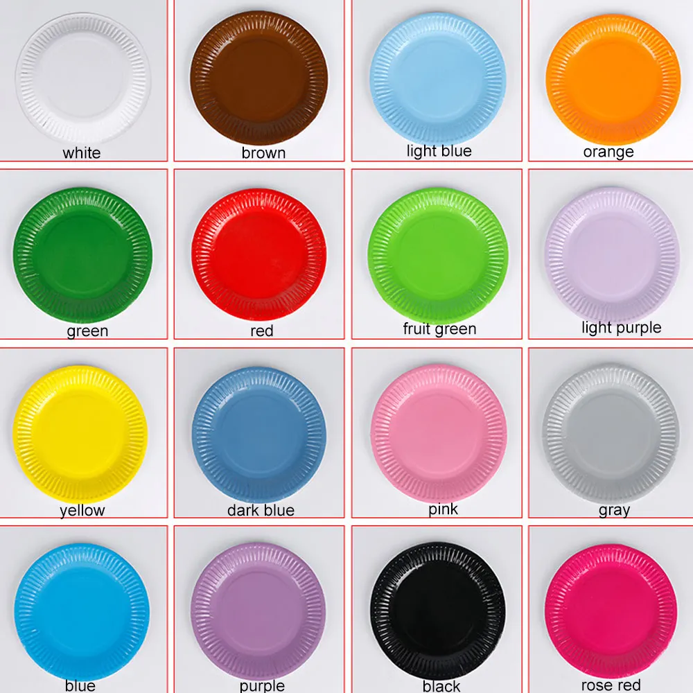 

7" Tray 20PCS/Set Disposable BBQ Dishes Birthday Paper Plates Round 18cm Cake Party Supplies Wedding Party Tableware