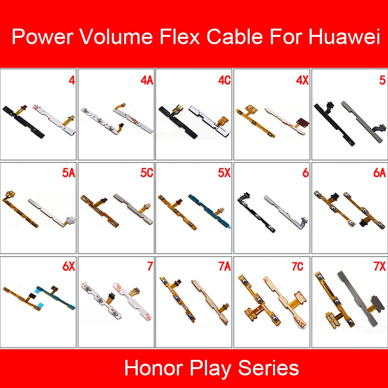 Мощность и объем гибкий кабель для huawei Honor 4 4A 4C 4X5 5A 5C 5X6 6A 6X7 7A 7C 7X 8A переключатель питания, громкости Управление гибкий кабель
