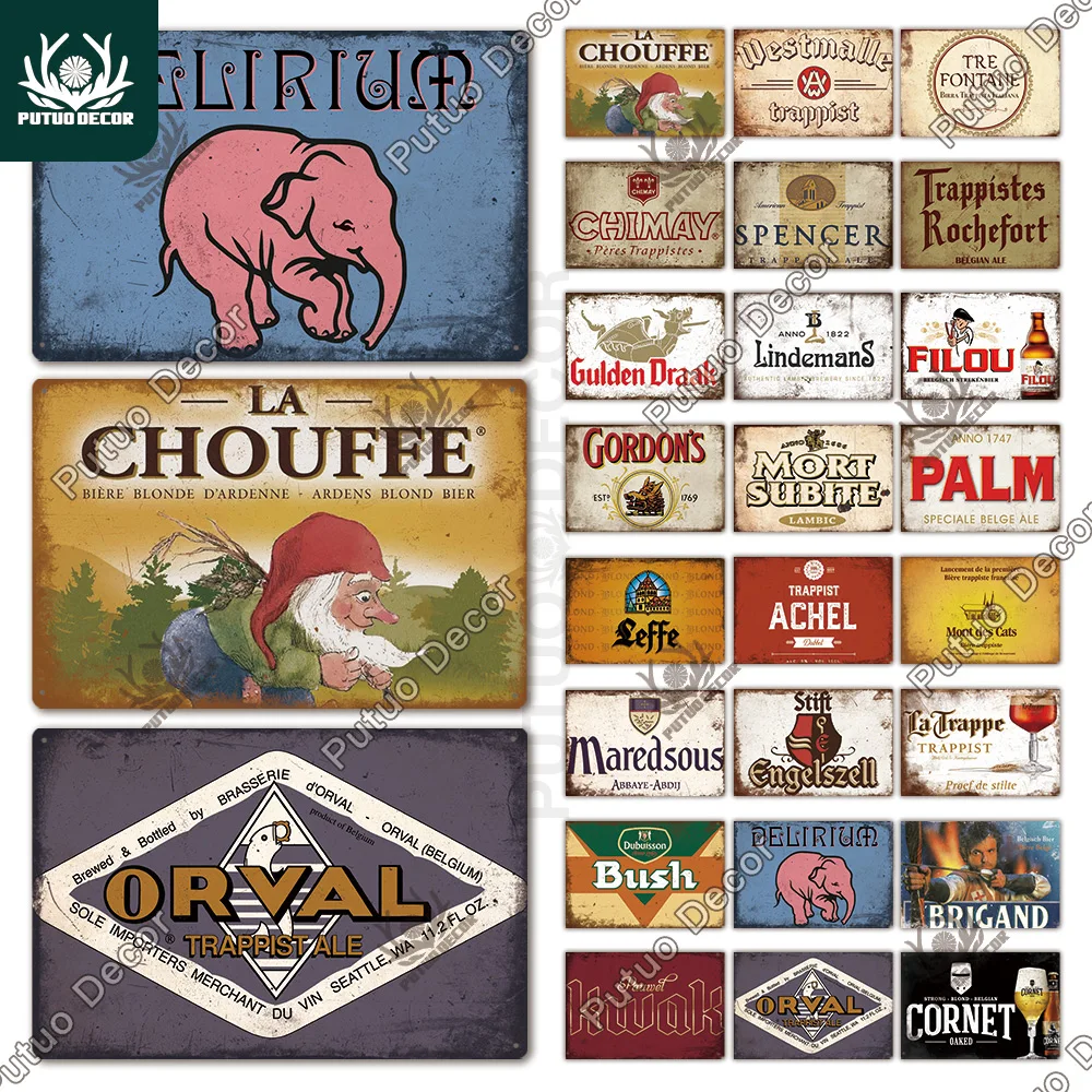 Putuo decoración Bélgica cerveza placa de metal cartel de hojalata Vintage signo de Metal decorativo placa pared decoración Pub Bar hombre cueva Club Decoración