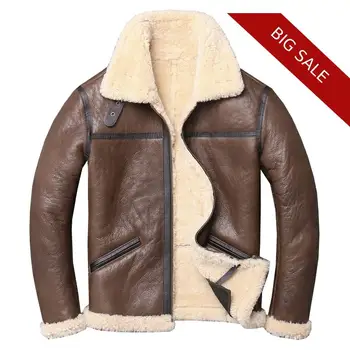 

2020 Brown Men Smart Casual Shearling Coat Large Size XXXXL Genuine Sheepskin Winter Warm Fashion Natural Shearling Coat