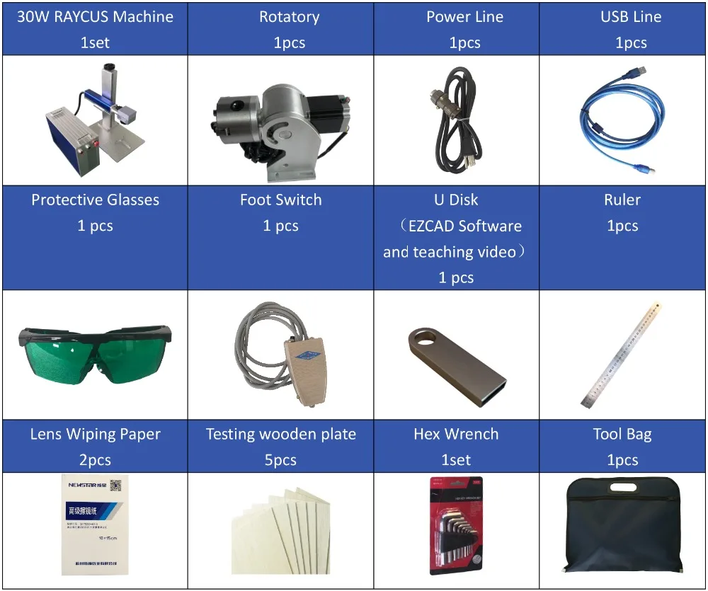 分体打标机配件packing list有旋转