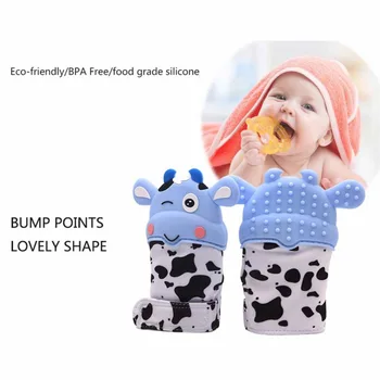 

Newborn Baby Cute Cartoon Silicone Teether Baby Bijtringen Mitten Pain Relief Self-Soothing Teething Glove For Baby