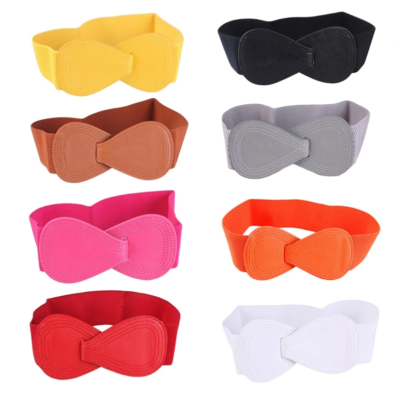 De cinturones Simple cinturón Retro cinturón de cintura elástica cinturón ancho negro elástico Bowknot|Cinturones de mujer| - AliExpress