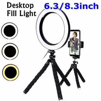 Günstige Zoll Ring Licht Schreibtisch Studio Licht Make-Up Fillight Mit Zoll Mini Stativ Telefon Halter Für Fotografie Beleuchtung Selfie