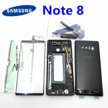 جراب هاتف خلوي كامل مع عدسة أمامية زجاجية وغطاء بطارية وإطار مركزي لهاتف Samsung Galaxy Note 8 و N950 و N950F و note8