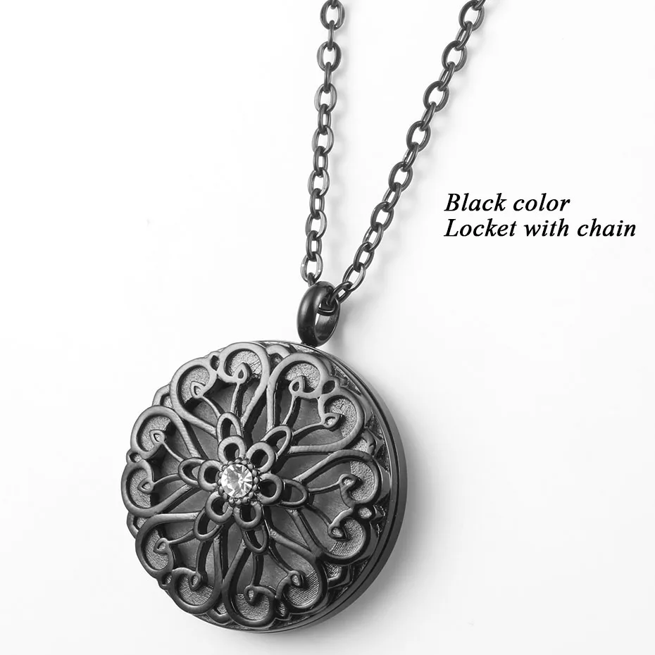 black locket only Твист открытый эфирное масло диффузор ожерелье для женщин серебро золото розовое золото черный медальон 316L нержавеющая сталь духи кулон - Окраска металла: black locket only