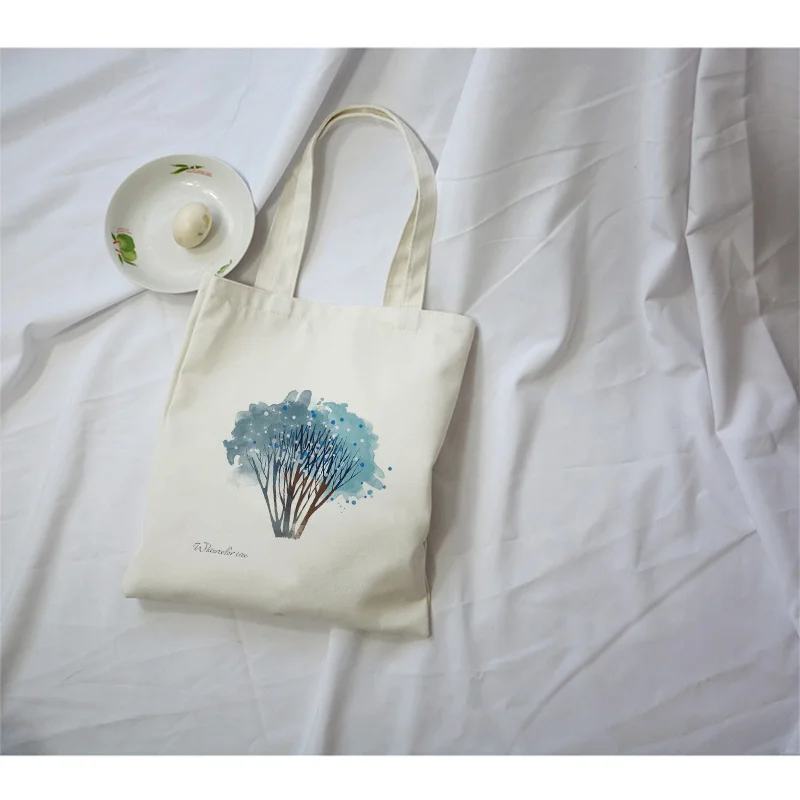 

Art Illustration Tree Series Canvas Tote Bag Daily Use Reusable Eco Bag Handbag Washable Shopping Bag
