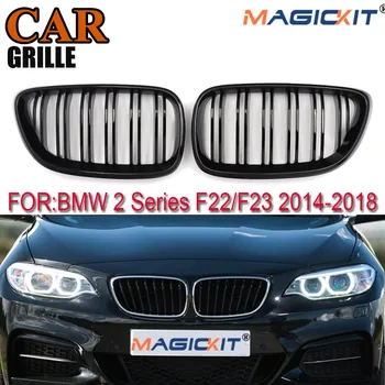 

MagicKit M Style Double Rib Shiny Black Front Grille For 14-18 BMW F22 F23 2-Series 2Door