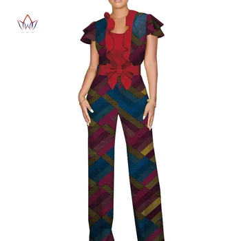 

Summer New Fashion Africa Cotton Wax Print Romper African Bazin Riche Sexy Jumpsuit For Women Dashiki Elegant Jumpsuit WY4800