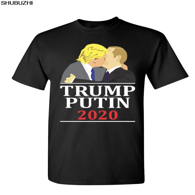 Футболка Trump and Putin Kiss забавная футболка с защитой от Трампа и России Мужская