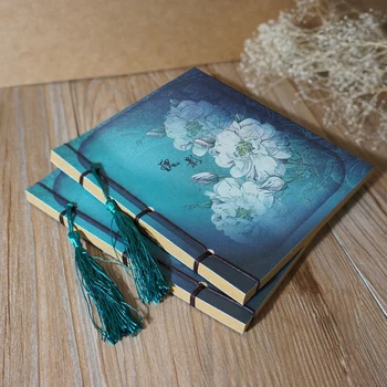 

Chinese Style Notebook 75 Sheets Retro Flower Pattern Notebook Manual Threading Notebook Blank Kraft Paper Handmade Sketchbooks