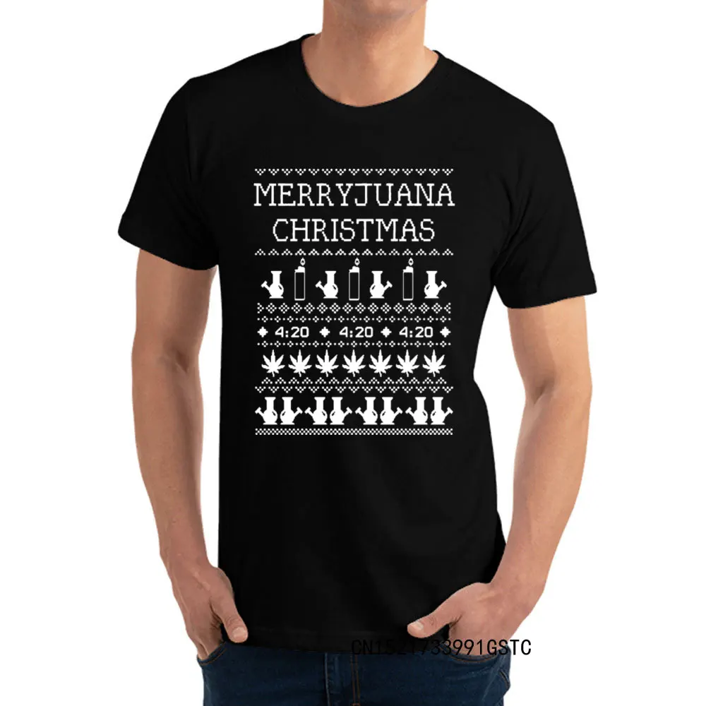 

Merryjuana christmas Xmas chemistry weed Tops Tees Camisas Fashionable O Neck Printed On Premium Cotton Fabric Man Tshirts