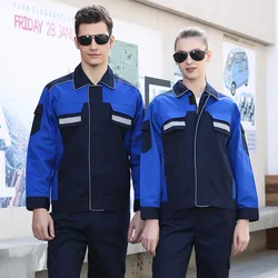 Worker Work Clothes Suit Fashion Work Clothes Uniform Jacket Long Sleeve Pants Zipper Lapel Collar Durable