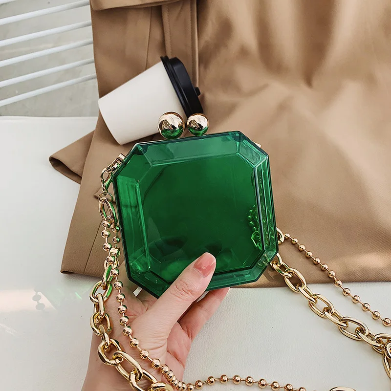 Transparent Evening Bag Acrylic Box Chain Crossbody Bag For Women Shoulder Purses And Handbags Ladies Party Clutch