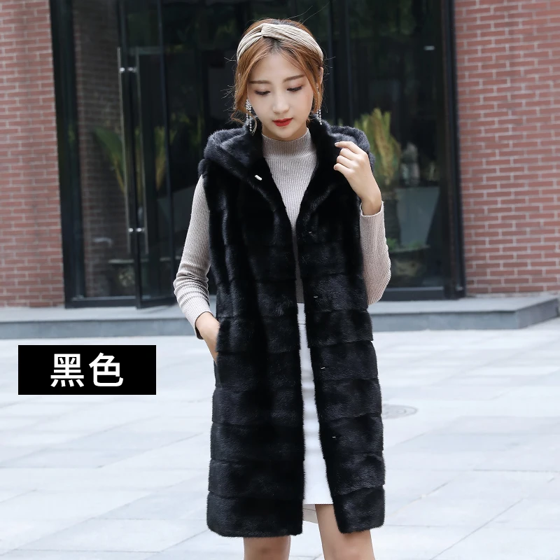 Новое подлинное натуральное Норковое меховое пальто Женская куртка верхняя одежда - Цвет: black