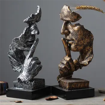 

Creative Thinker Statues Retro Abstract Characters Figurine Do Not Listen Speak Look Miniature Sculpture Home Desktop Craft Gift