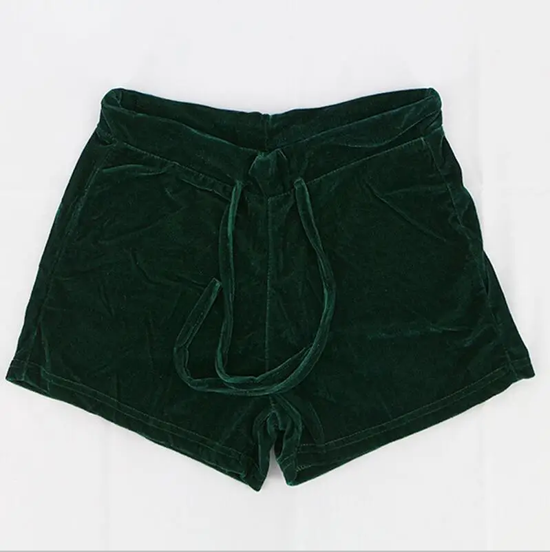 Женские розовые бархатные шорты, модные сексуальные облегающие фланелевые Короткие штаны для тренировок, Женские панталоны для фитнеса, мягкая спортивная одежда - Цвет: Green