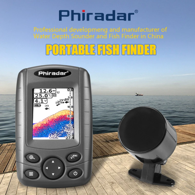 

Phiradar FF188N Duel Beam Portable Color LCD Fish Finder Sonar Detector Depth Indicator with Alarm Russian