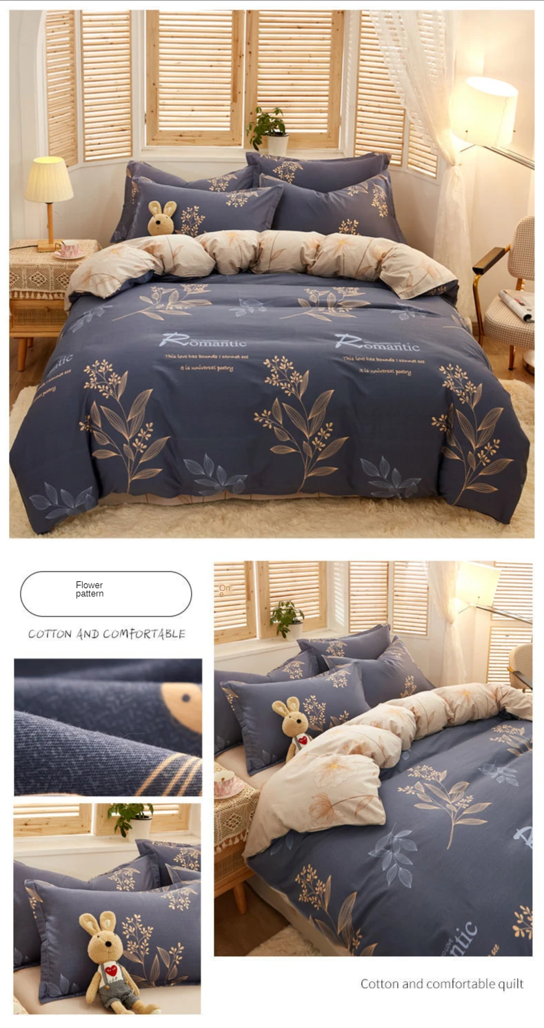 100% cotton four-piece suit, pure cotton four-piece suit, 100% twill linen and duvet cover, double 1.2/1.8/2.0m bedding