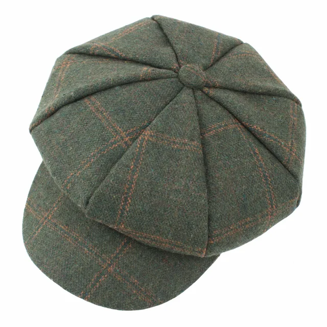 BUTTERMERE Women Wool Tweed Caps Newsboy Female Male Vintage Army Green Plaid Flat Caps Spring Painters Cabbie Duckbill Hat 2021 Army Green