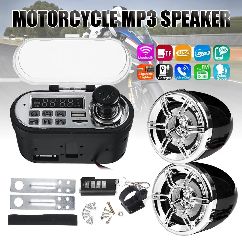 

12V Motorcycle bluetooth Audio Waterproof Anti-theft Alarm System Speaker USB FM Radio MP3 Player Music Amplifier Alarm Speaker