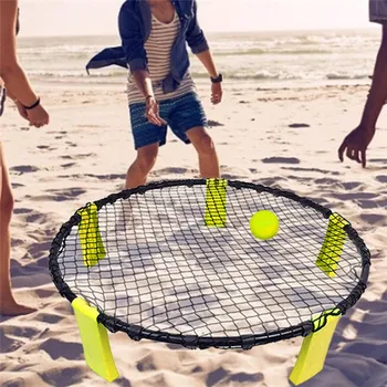 

Beach Volleyball Training Auxiliary Game Set Leisure Inflatable Spiking Gas Rebound Jump Volleyball With 3 Balls 1Round Ball Net