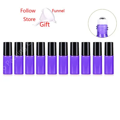 C 10pcs 5ml Glass Essential Oil Roller Bottles Glass Roller Balls Candy-colored Perfumes Lip Balms Glass Bottle with Steel roller - Цвет: C