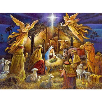 

Birth of jesus religious Diamond mosaic 5D full square DIY Diamond Painting Cross Stitch round diamond embroidery decor YG1832
