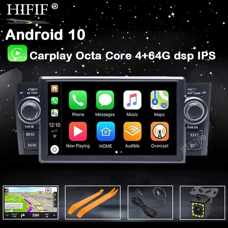 DSP Android 10 Ram 4G 64G Автомобильный GPS Carplay для Fiat Punto Grande Linea 2007-2012 dvd плеер Радио