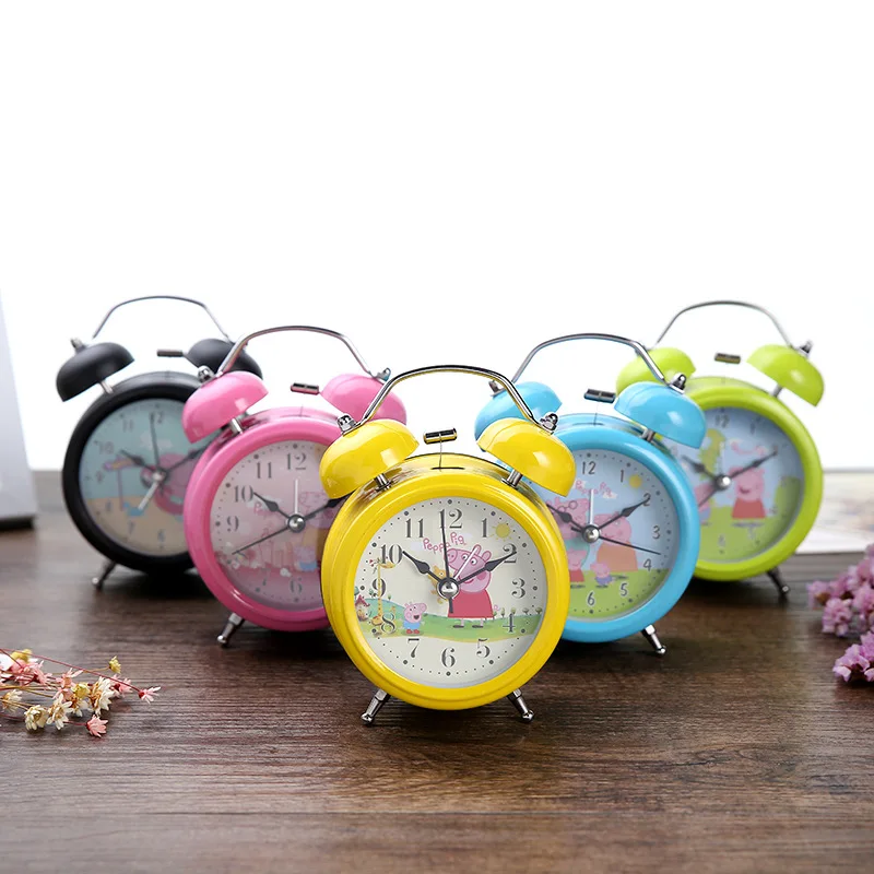 

Peppa Pig Children's Alarm Clock Toys Action Figure Anime Toys Cute Cartoon Pattern Table Boy Girl Bedside Alarm Home Decoration