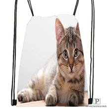 Custom Blue Eye Honeyed Рот Кошка походная сумка на шнурке милый рюкзак для детей(черная спина) 31x40 см#180531-04-36