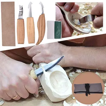 

5 Pcs Set Woodworking Carving Tools Knife Sharp-edged Wood Gouge Chisels DIY Cutter K4UA