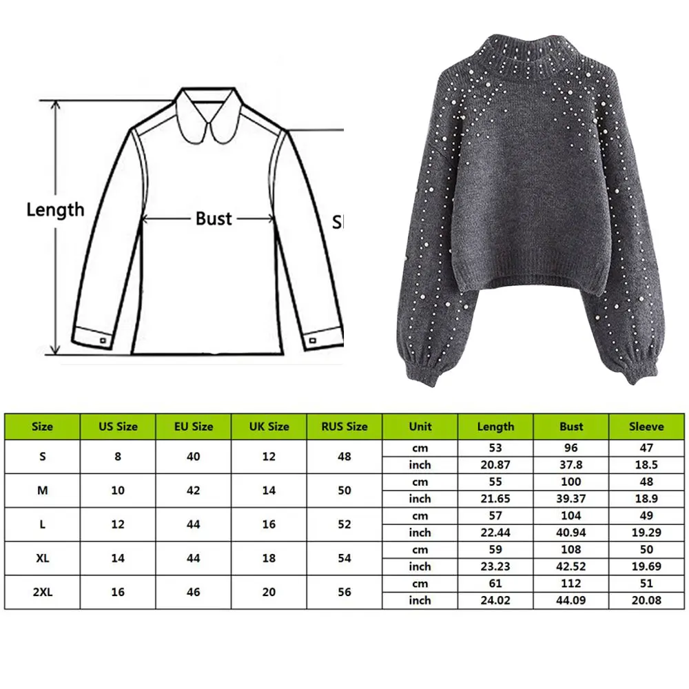 Лидер продаж, корейский стиль, Женский вязаный свитер с длинным рукавом, однотонный пуловер с круглым вырезом и жемчугом, свободный свитер