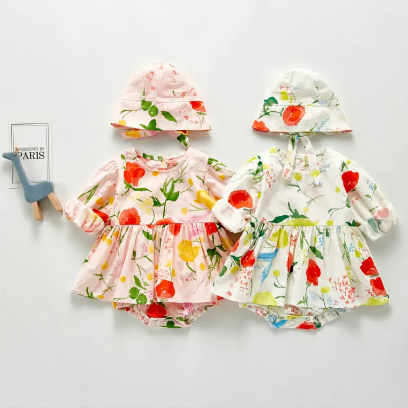

Newborn Baby Girl Clothes Long Sleeve Cotton Floral Kids Toddler Baby Romper Jumpsuit Fall Baby Playsuit Girl Outfit Clothes Set