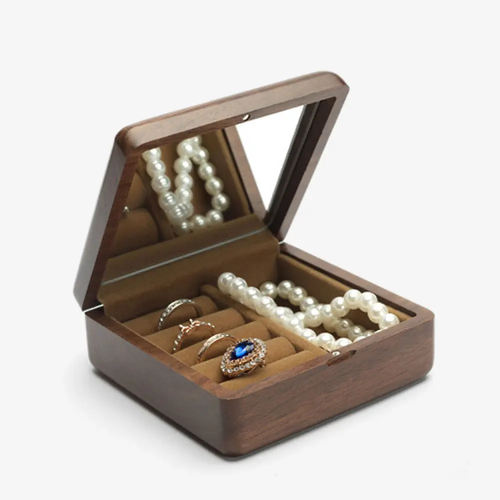 Европейский стиль брелок для хранения серьги ожерелье кольца спальня дисплей деревянная шкатулка декоративная магнитная пряжка путешествия
