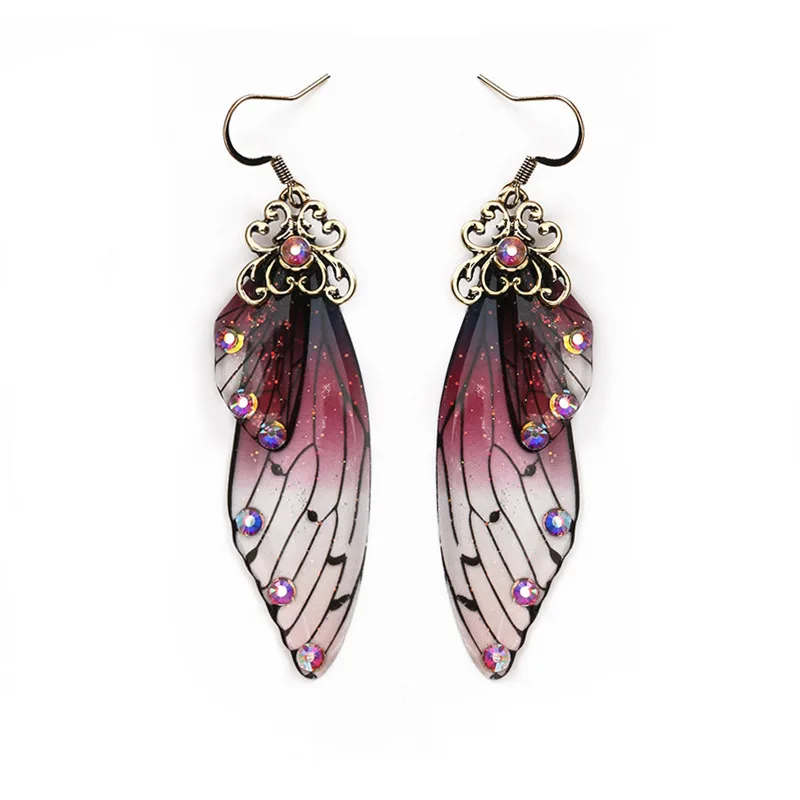 Korean Temperament Long Butterfly Wings Bridal Earrings Female Cool ...