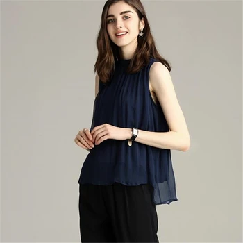 

Female Summer Solid Oversize Thin 100% Silk Blouse Woman Hedging Silk Loose Tops Women Fold Chemise Lady Seda Hedging Shirts