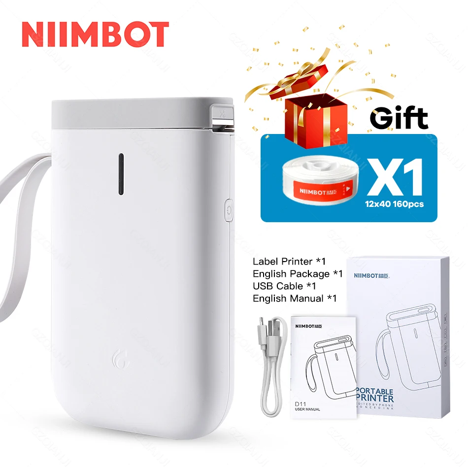 pocket printers Niimbot D11 Label Sticker Printer Mini Wireless Machine with Transpatent Label Sticker Paper Replacement Paper roll Color White mini printer cheap Printers