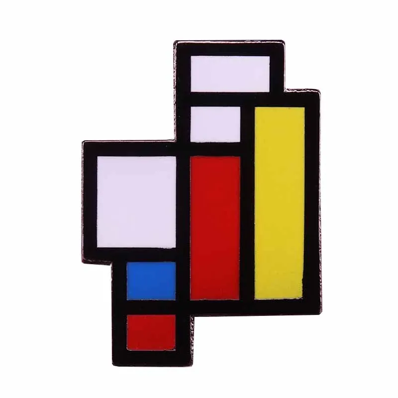 Брошь Mondrian с геометрической абстрактной живописью значок Аутентичные кирпичи