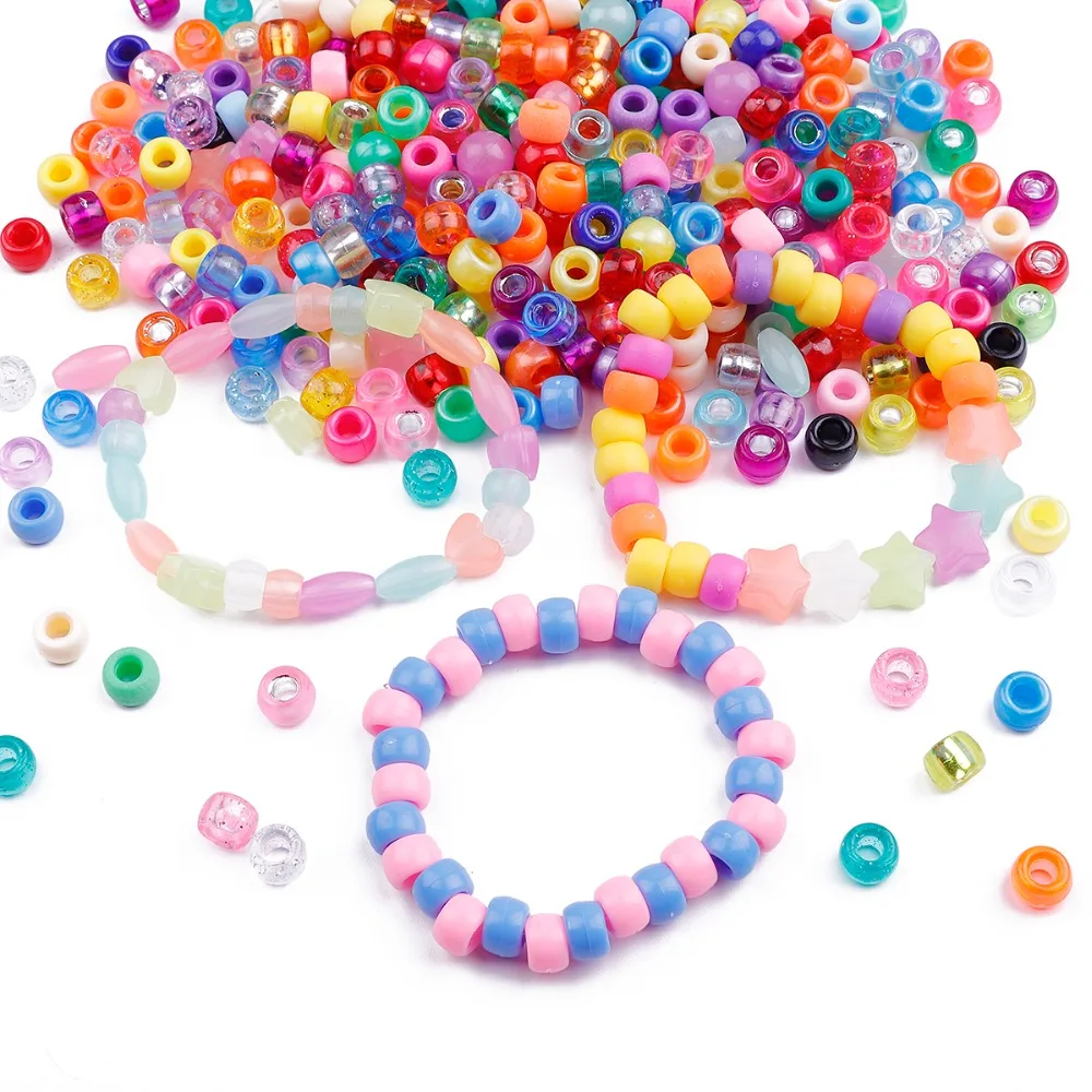100Pcs Candy Farbe Acryl Runde Großes Loch Spacer Perlen Für Schmuck Machen Charms Kinder DIY Handwerk Ohrring Armband Handwerk – Detail 4