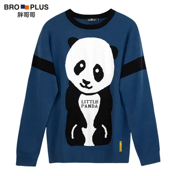 

Large Size Knitted Shirt Plus-sized Loose Color Matching Fat Panda round Neck Pullover 200 Jin Sweater