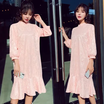 

Pregnant Women Spring And Autumn New Style Korean-style Loose-Fit Lace Three-quarter-length Sleeve Pregnant Women Dress