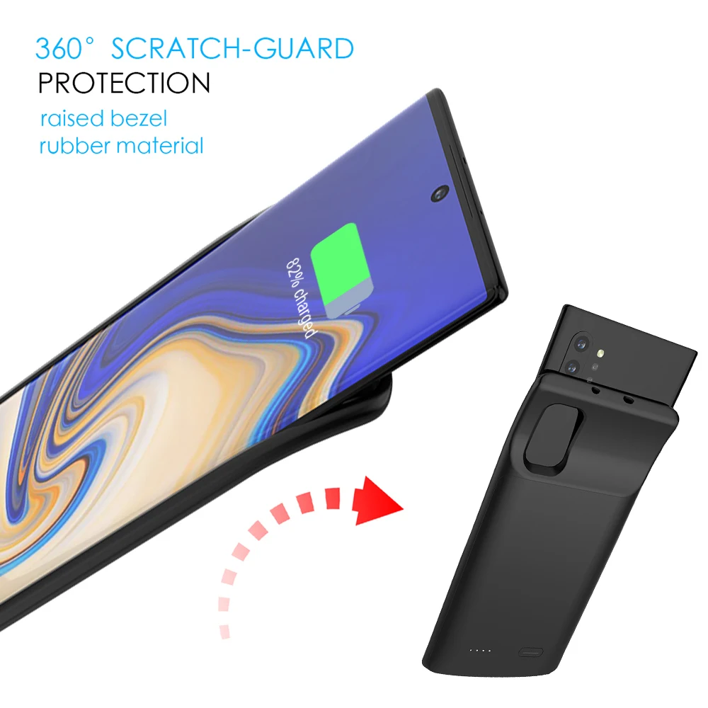 For Samsung Galaxy Note 10 Plus Battery Charger Case 6000mAh Extenal Backup Charger Power Bank Protective Cover For Note 10 Plus
