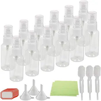 

METABLE 15 set Fine Mist Spray Bottles Transparent Travel Bottle Toiletries Liquid Containers for Cosmetic Makeup set of 12 Pcs