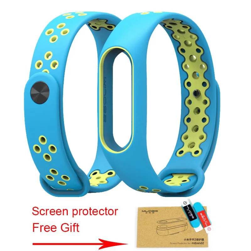 blue green Xiaomi mi ремешок, 2 ремешка, браслет, цветной ремешок для mi Band 2, браслет, сменный смарт-браслет, аксессуары для mi band 2, силиконовый - Цвет: blue green