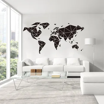 

Large Geometric World Map Wall Sticker Office Classroom Earth Global Worldmap Wall Decal School Bedroom Vinyl Decor