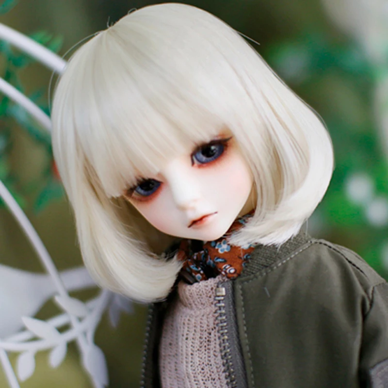 

BJD doll wig Golden Bangs short hair pear curly hair head for 1/3 1/4 1/6 1/8 BJD DD SD MSD YOSD doll high temperature wire